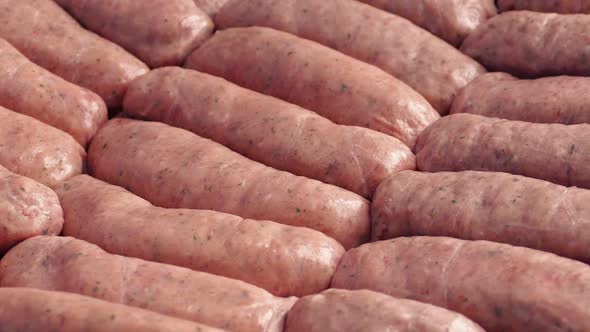 Raw Sausages Rotating