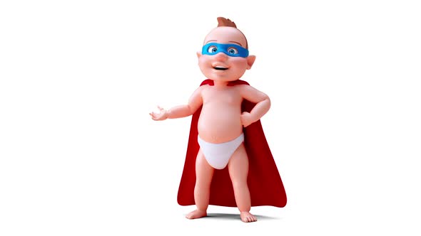 Fun 3D cartoon of a super baby