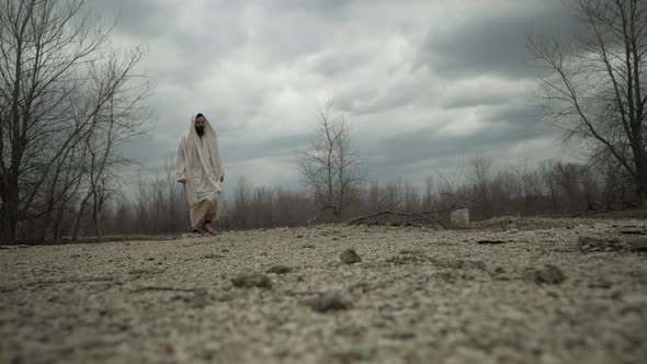 Jesus Christ Walking Alone In The Wilderness