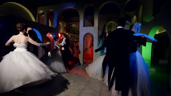 a Performance of a Traditional Viennese Waltzing Ballroom Dance at the Graduation Party a Closeup of