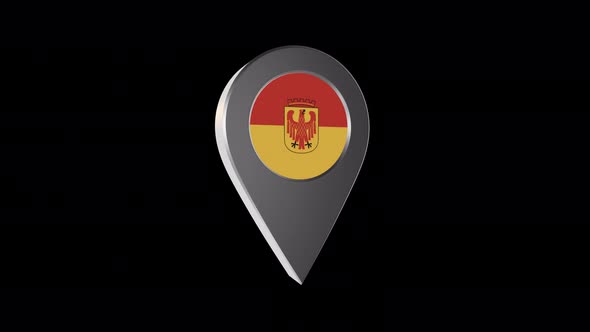 3d Animation Map Navigation Pointer With Flag Of Potsdam (Germany) With Alpha Channel - 4K