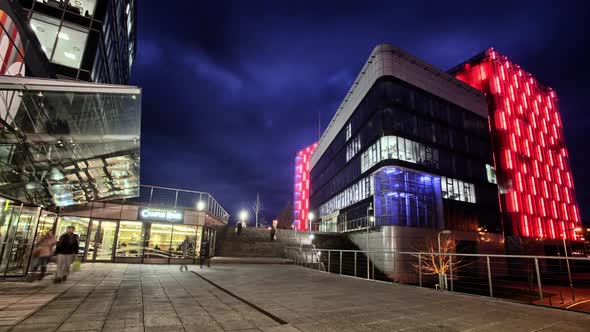 Time lapse of night Brno in the Czech Republic 