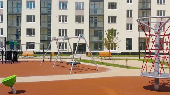 A modern playground in the new modern residential complex