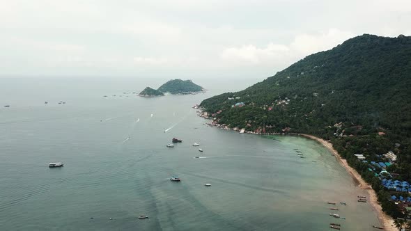 Koh tao beach in Thailand drope aerial view