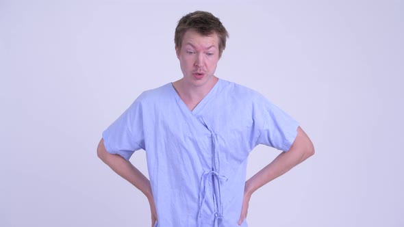 Portrait of Young Man Patient Talking and Looking Upset