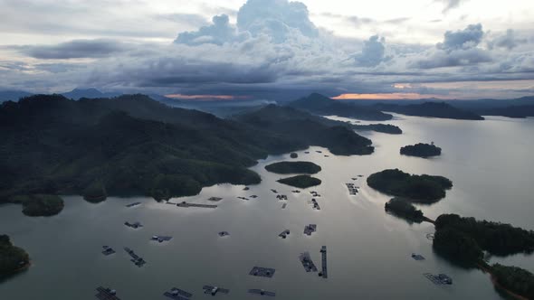 Aerial View of Fish Farms in Norway