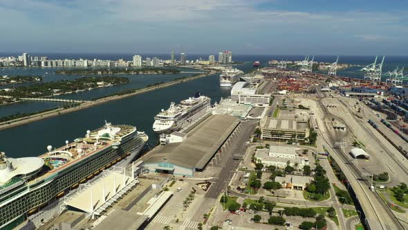 Aerial Drone Shot Port Miami Fl