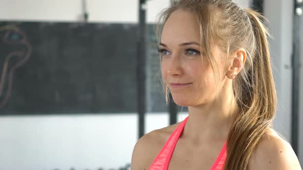 Portrait Attractive Fitness Woman in a Gym