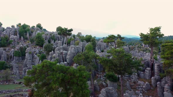 Landscape with Beautiful and Unique Rock Formations on a Summer Day