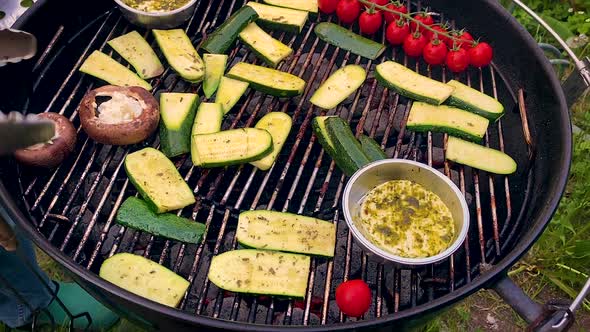 Vegetables and Meat on the Barbecue