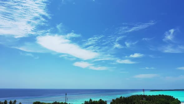 Aerial view tourism of tranquil coast beach break by aqua blue ocean and clean sand background of a 