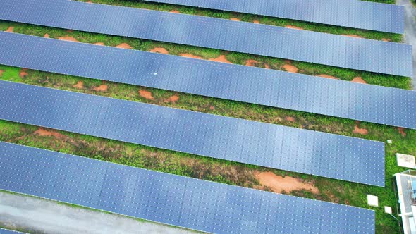 4K : Aerial view of a solar power station