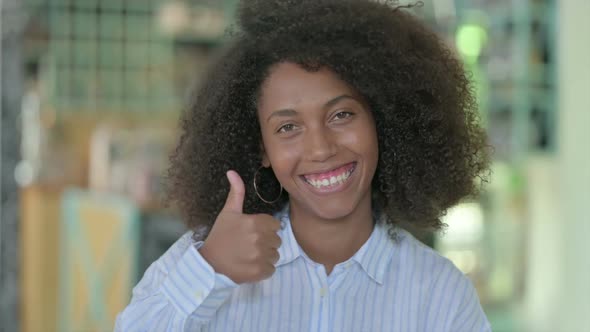 Portrait of Positive African Businesswoman Doing Thumbs Up