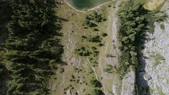 Top View of Rugova Mountains and Lake in Kosovo