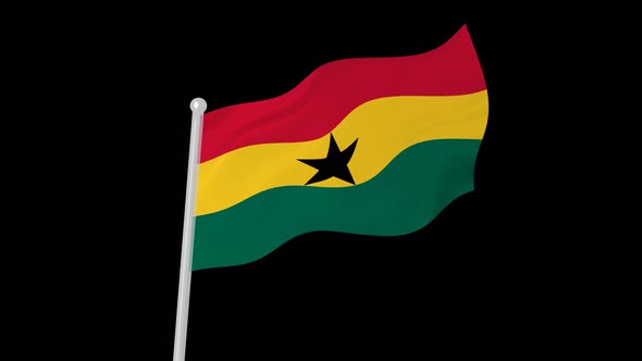 Ghana Flag Waving Animated Black Background