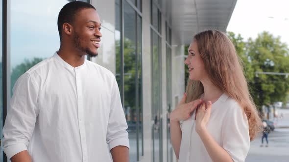 Multiracial Couple Interracial Relationship African American Man and Caucasian Woman Talking