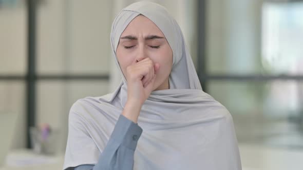 Young Arab Woman Coughing