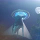 Cow abducted by a UFO on the farm pulling of the alien spacecraft render 3d - VideoHive Item for Sale