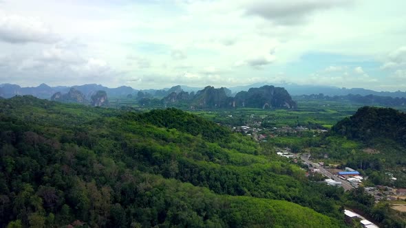 Aerial Shot of Mountains Krabi Thailand