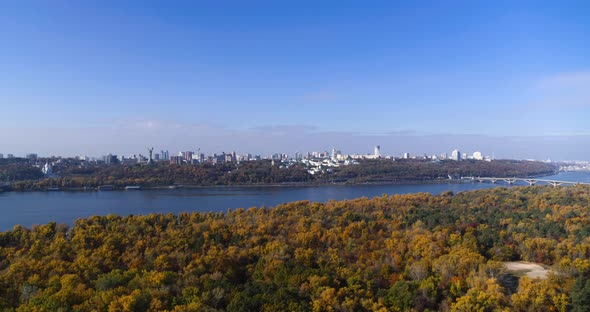 Aerial View From Rusanovka Island to the Right Bank of the Historical Capital of the City