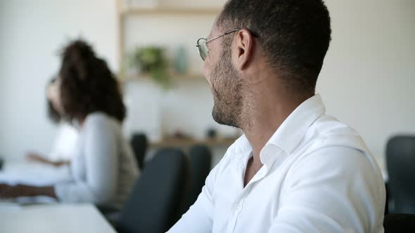 Slow Motion Shot of Laughing African American Man in Eyeglasses.