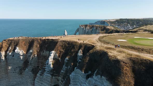 The cliffs of Etretat, France. Seen from above.