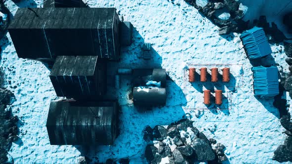 Arial View of Antarctic Base and Scientific Research Station