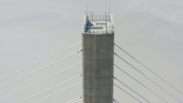 Aerial View of the Top of the Pylons of the Russian Bridge