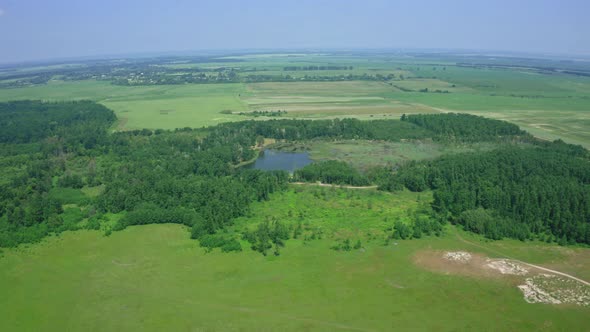 Aerial View Lake In The Forest