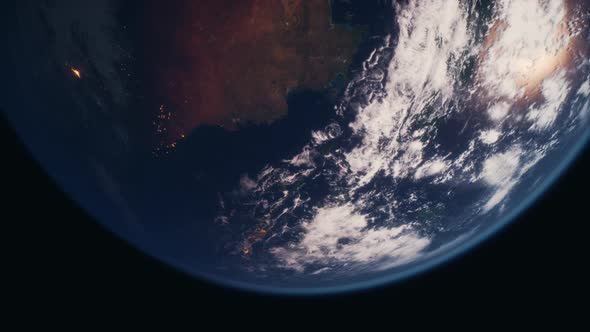 Earth Planet Viewed From Space at Night Showing the Lights of Countries