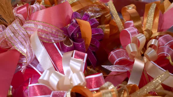 Assortment of Colorful Decorative Bows for Present for Valentines Day Christmas