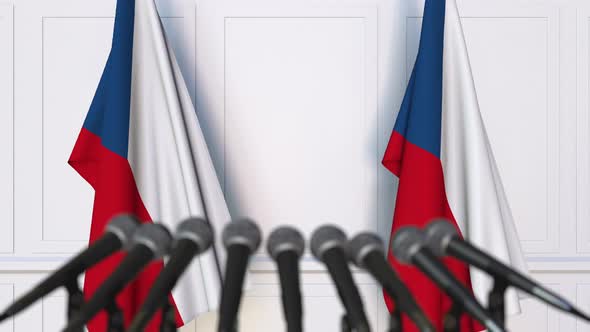 Czech Official Press Conference with Flags alt