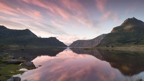 sunset lake water norway nature timelapse lofoten