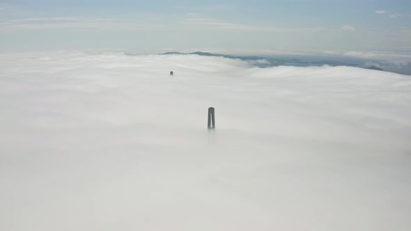 Aerial View of the Top of the Pylons of the Russian Bridge