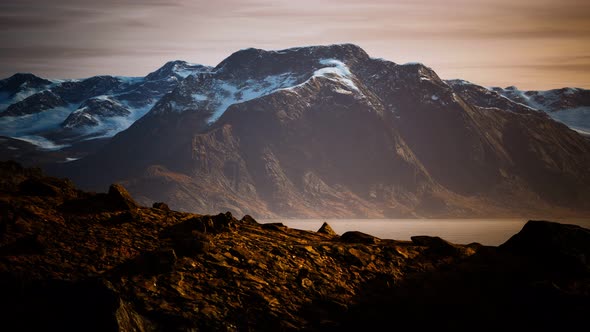 Mountains and Fjords at Norway Landscape