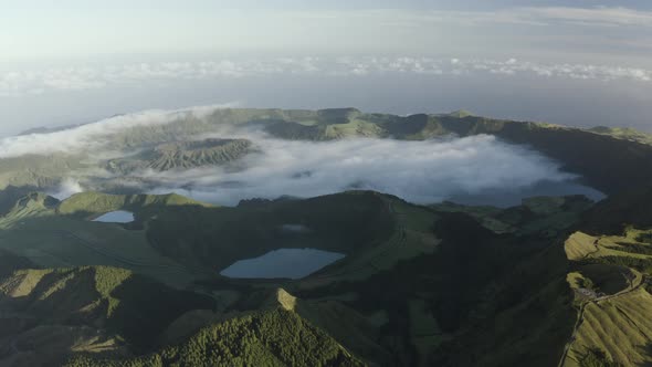 Aerial view of Lagoa das Eguas, Azores, Portugal.