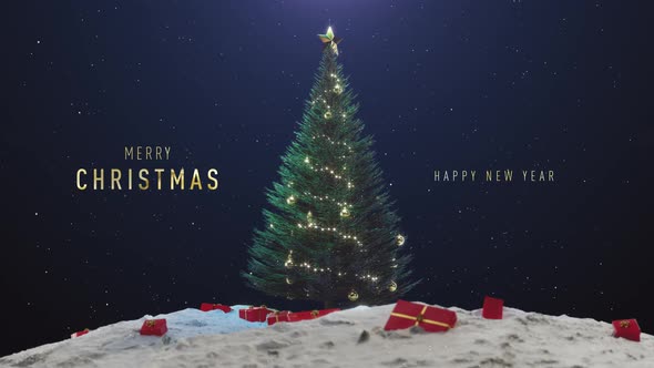 Merry Christmas Tree Background Blue