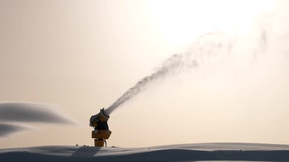 Snow Machine Gun On a Ski Slope