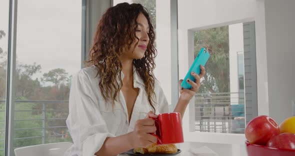 Woman Drinking Her Morning Coffee