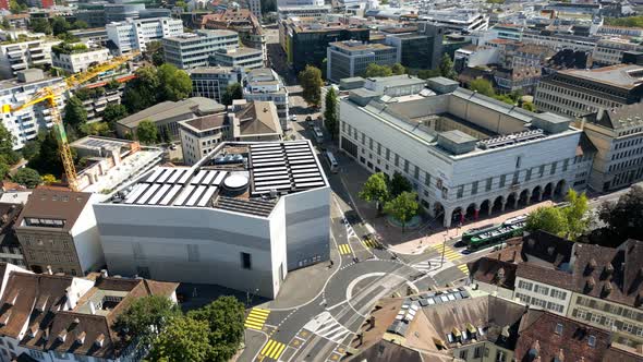 Fine Arts Museum Basel in Switzerland From Above  Aerial View