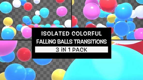 Isolated Colorful Falling Balls Transitions Pack