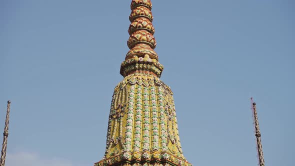 Buddhist Temple Close Up Detail at Bangkok Temple of the Reclining Buddha in Thailand, Colourful Dec