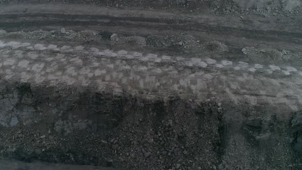 Aerial view of site  in coal quarry after explosion. 12