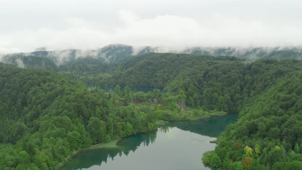 Aerial shot in Plitvice, National Park, Croatia.