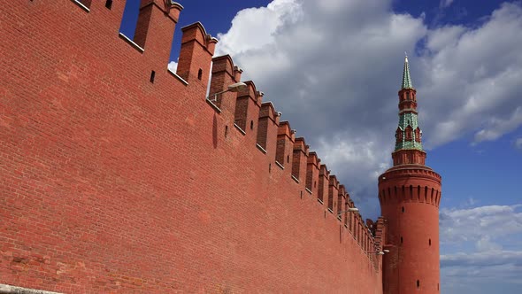 Moscow Kremlin against the moving clouds, Russia, UNESCO World Heritage Site   