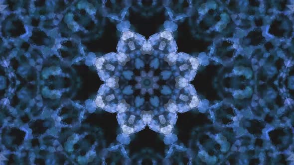 Abstract dark blue kaleidoscope animation