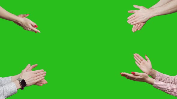 Hands are Clapping at Green Screen Background