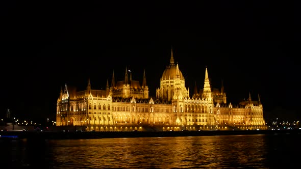 Night view of Buda part of Budapest, Hungary. View from the river Danube