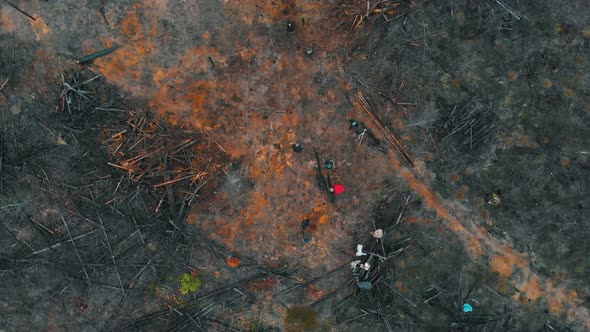 Military People Walking in the Forest and Preparing the Place for the Overnight Stay alt