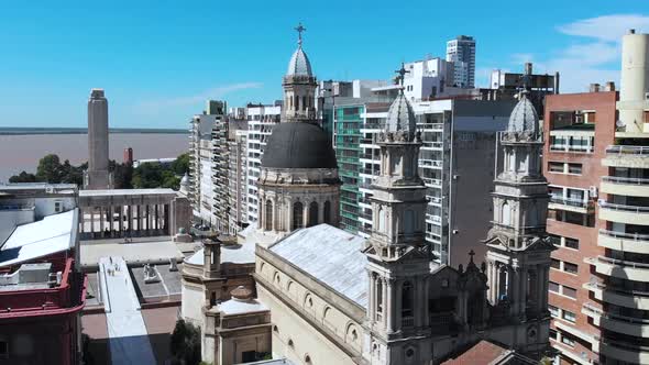 Cathedral Basilica Our Lady of Rosario, Argentina (aerial view, drone footage)